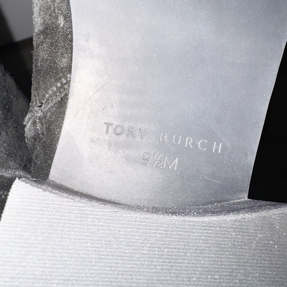 NEW Tory Burch Black Suede Gold Logo Everly Flat Boots 9.5 - Picture 6 of 6